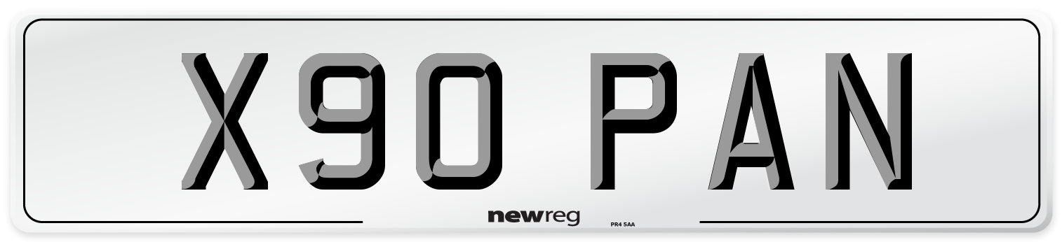 X90 PAN Number Plate from New Reg